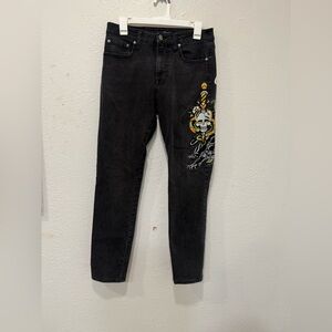 Ed Hardy Denim Black Jeans Size 30 – Skull & Dagger Embroidered Graphic